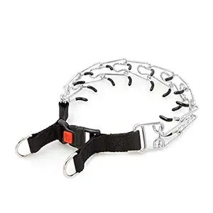 Paw Chaos Dog Prong Collar, Dog Pinch Training Collar, Adjustable Stainless Steel Links with Comfort Rubber Tips, High Strength Quick Release Buckle, for Small Medium Large Dogs(S,14