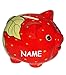 Produktbild Sparschwein - " Erdbeere als Schwein " - incl. Name - Frucht Spardose - lustig witzig - stabile Sparbüchse aus Porzellan / Keramik - Reisekasse Reisen / Sommerurlaub Strandurlaub Meer Wasser / Erdbeeren Obst - Möchtegern Schwein