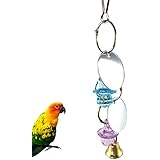 Spiegel Bell Acryl Little Nippel Pet Bird Parrot Kauen Bite Käfig Spielzeug zum Aufhängen–zufällige Farbe