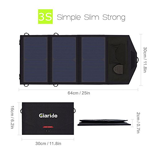 GIARIDE-Foldable-Solar-Charger-Fast-Charging-USB-DC-OutputSunpower-Panel-for-Laptop-NoteBook-Tablet-iPad-iPhone-Samsung-CarBoatRV-Battery-Hiking-Climbing-Camping-Fishing-and-More
