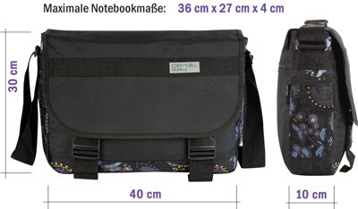 DANIEL RAY Umhängetasche ISORA Schultertasche Damen Laptop Tasche Notebook Messenger Schwarz - 6