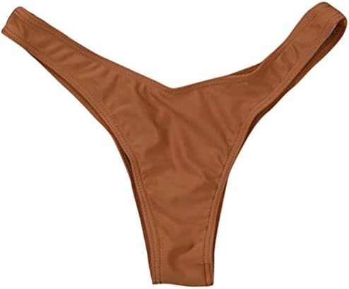 MMTOP Women Sexy Bottoms Swimsuit Bikini Swimwear Cheeky Thong V Swim Trunks (Brown, M)