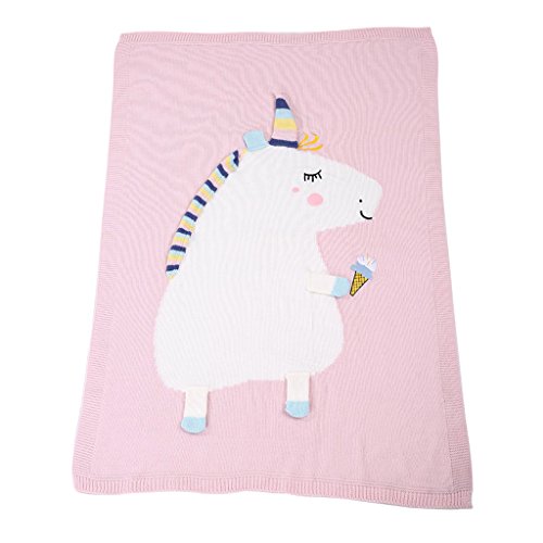 Preisvergleich Produktbild MagiDeal Babydecke Kuscheldecke Krabbeldecke mit Einhorn Geschenk zur Geburt - Rosa