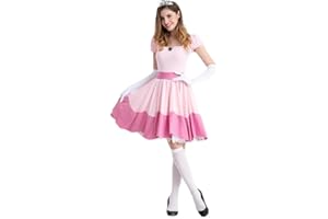thematys® Disfraz de princesa de héroes de la infancia (vestido + corona + guantes) – Disfraz de princesa para mujer – perfecto para carnaval, cosplay