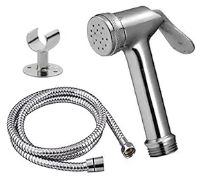 SCW Brass, Stainless Steel Health Faucet Set, Silver, Polished Finish