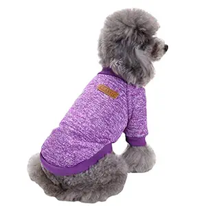 Fashion Focus On Pet Dog Clothes Knitwear Dog Sweater Soft Thickening Warm Pup Dogs Shirt Winter Puppy Sweater for Dogs (Large, Purple)