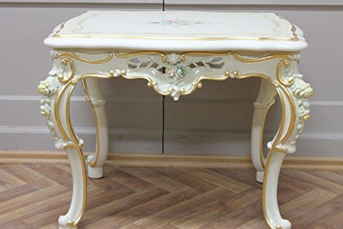 LouisXV baroque table couch 65x50 in white gold silver antique style Vp0806/01ACD - Image 4