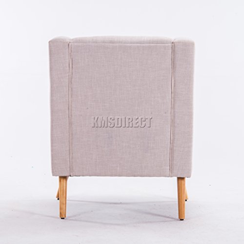 FoxHunter Linen Fabric Tub Chair Armchair Dining Living Room Lounge Office Modern Furniture Cream TC05 New