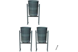 Pal Ferretería Industrial Papelera de Calle Circular de Hierro Gris - 3 Papeleras + Tornillería