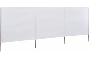 Homgoday Brise-vent 4 pôles - Protection solaire - Pour camping, plage, caravane, vacances et festival - 400 x 160 cm - Blanc sable