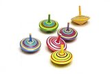 small foot 1730 Kreisel aus Holz, sechs Stück mit bunten Bemalungen und Mustern, Farbeffekt beim Drehen, ab 3 Jahren