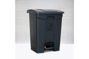 PEGASUS TEXTILES Pegasus Cleaning Heavy Duty Grey 68L Plastic Pedal Step on Indoor & Outdoor kitchen Commercial Bins Medical Recycling, 68L