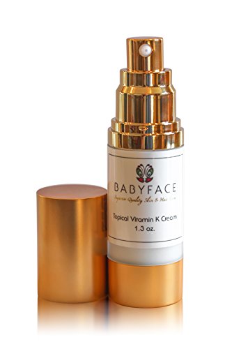 Babyface Maximum Strength Vitamin K (Menadione ) Cream - Surgery Bruising, Redness, Bruising, Healing, Spider Veins, 1.3 oz.