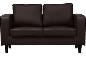 Furnitureinstore-Sofa-Box Faux Leather-Black-Brown-3 Seaters-2 seaters-1 seaters- Sofa Sets-Free 7 day Delivery (2 seater, Brown)