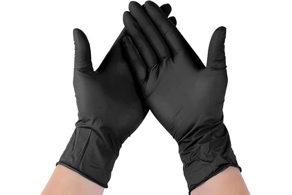 Cowox Rubber Powder Free Multipurpose Uses Black Hand Gloves For Kitchen/Cleaning/Gardening/Food Grade/Non Tearable Size-L,100 Pieces