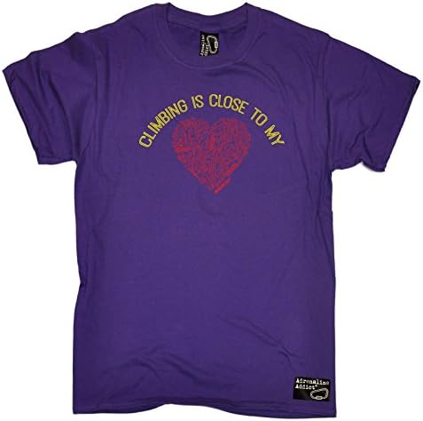 Adrenaline Addict Premium Mens Climbing Is Close Heart T-Shirt Tee/Rock Climbing Funny Fashion Birthday Gift Bouldering accessories Clothing Christmas Present For him