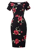 50s Retro Vintage rockabilly damenkleid Knielang Bleistiftkleid