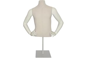 FELLA4STORES Casual Herren-Torso mit Stoffüberzug, Schaufensterpuppe Oberkörper auf Tischständer, GDB105