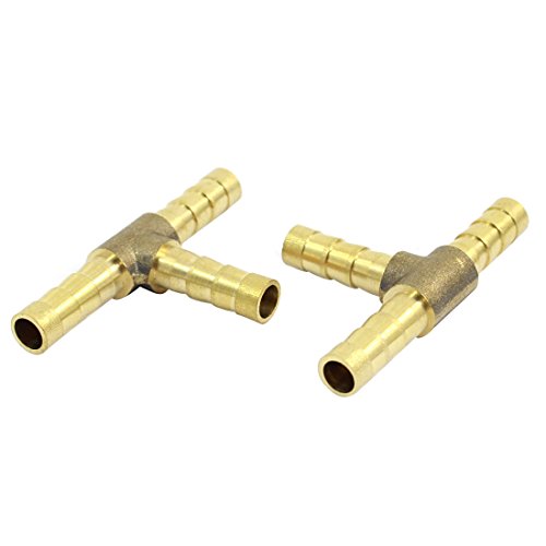 sourcingmap® 2 stück 6mm zum 6mm 3-wege Wiederhaken Schnell Gelenk Luft-pneumatische Adapter Gold-ton