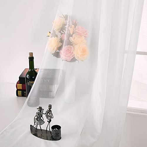 Deconovo Ösenvorhang Transparent Vorhang Voile Gardinen Voile 245×140 cm Weiß 2er set - 5