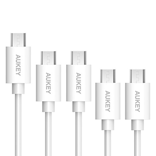 AUKEY Micro USB Ladekabel 5 Pack: 1m *3+0.3m*2 USB Kabel für Micro Gerät wie Samsung / HUAWEI / Sony / Powerbank Weiß