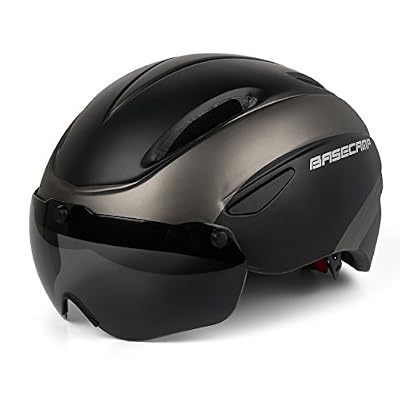 Shinmax Casque de vélo, Certifié CE, Casque de vélo Lunettes magnétiques Amovibles Bouclier de Protection Hommes Femmes Montagne Route Protection de sécurité réglable Adulte