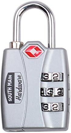 South Main Hardware 810111 Instant Search Alert TSA Accepted Combination Luggage Lock (1-Pack), Grey