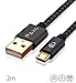 Produktbild 2m Nylon Micro USB Kabel schwarz, USB auf Mikro USB Ladekabel, Goldstecker, geflochtenes Kabel (Braided), PS4 Ladekabel 2 Meter
