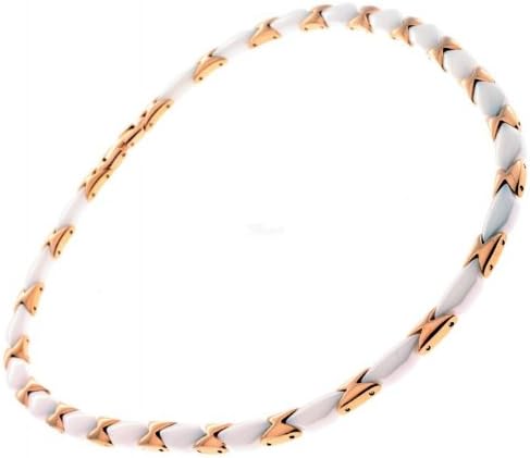 Elegant Ladies White Ceramic Steel Necklace (Rose Gold 45 cm 0812 Ceramic 47