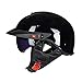 Produktbild zyy Helme Jet Pilot Cruiser Scooter-Helm Moto-Helm Retro Vintage · DOT-Zertifiziert · Inkl. Sonnenblende · Inkl. (Farbe : SCHWARZ, größe : L56-58cm)