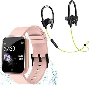 TechKing (ONLY FOR TODAY:12 YEARS WARRANTY) Waterproof Smart Watch RT-101 Touch Men Women Fitness Tracker Blood Pressure Heart Rate Monitor for Girls & Boys with H15 Wireless Bluetooth Headset Hand-Free Calling, Sweatproof