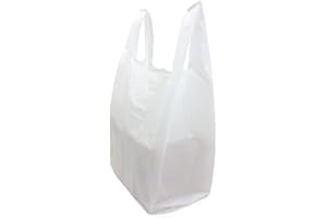VAPORR 100 x Heavy Duty Strong White Bottlebags Carrier Bags 8 x 13 x 18" - Plastic Carrier Bags Heavy Duty Vest Carrier Bags