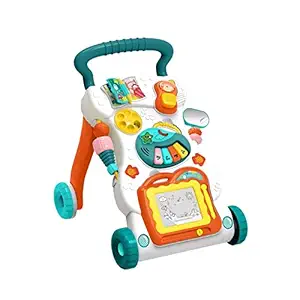 Sisliya Baby Sit-to-Stand Learning Music Walker Trolley Multifunctional Music Cartoon Musical Developmental Educational Toy Gifts for Baby Toddlers Boys Girls Kids for Age 6 Months + (Multicolor)