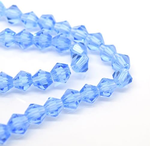 FACETED BICONE CRYSTAL GLASS BEADS PICK COLOUR &amp; SIZE - BY STAR BEADS (Ice Blue, 4mm (115pcs))