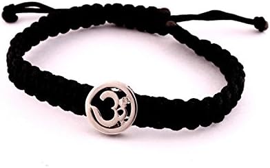 AUMKAARA Auspicious Silver Charm Om Bracelet With Adjustable Strap For Men