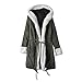 Produktbild i-uend 2019 Damen Mantel Frauen Langarm Winter warme Dicke mit Kapuze Parka Fleece Lange Jacke Overcoat