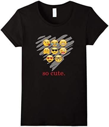 Women's Emoji Pack Combo Heart T-shirt Emoticon Smily Face Tshirt XL Black