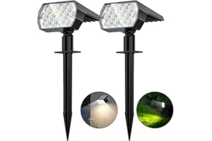 Flaow Solar Garden Lights, 52 LED Solar Spot Lights Outdoor, 6500K Cool White Solar Powered Garden Lights Waterproof, Dusk-to-Dawn, Solar Landscape Spotlights for Garden Pathway Wall Porch, 2 Pack