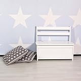 Kids bench LA MER, pine, white, width 64cm with storage