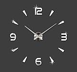 FAS1 Moderne DIY Große Wanduhr Big Armbanduhr Aufkleber 3D Aufkleber Spiegel Effekt Acryl Wanduhr Home Office Abnehmbarer Dekoration (Akku Nicht Enthalten) Schwarz