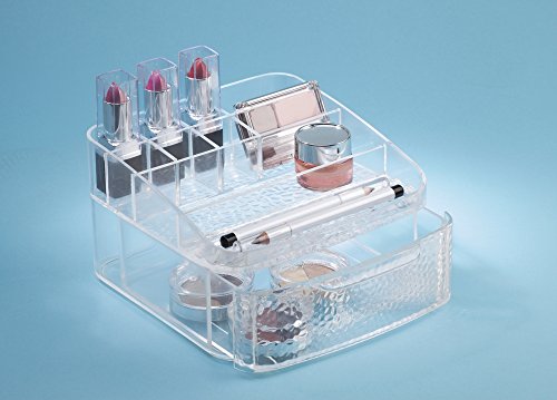 mDesign Kosmetik Organizer – die Aufbewahrungsbox mit Schublade und Ablagefläche, ideal auch als Lippenstift Halter – 10 Fächer - 3