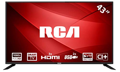 RCA RS43F1: 109 cm (43 Pouces) Smart-TV téléviseur LED (Full HD, Tuner Triple, HDMI, Lecteur multimédia Via USB 2.0) [Classe énergétique A]