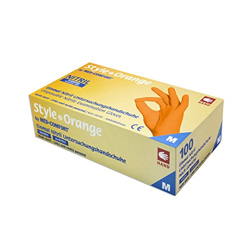 Nitrilhandschuhe STYLE Gr. M puderfrei orange 100 Stück