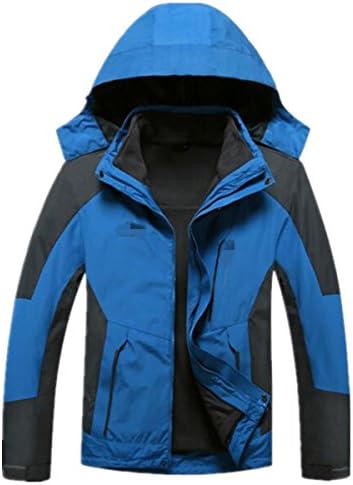 Wunhope 3-in-1 Jackets Two pieces Waterproof Jackets for Men ladies Woman Couple Outdoor Coat-Adjustable Cuffs, Multifunctional Pockets Breathable Windproof Thicker Ski Jacket Hunting Traveling Climbing Softshell Jacket as Gift for Lovers Plus Size Winter ( SIze M-4XL) (4XL, Blue-Man)
