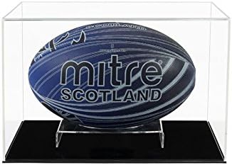 Widdowsons Display Cases Horizontal Rugby Ball Display Case-Flat Black Base, Acrylic, 35.6 x 25.6 x 23.1 cm
