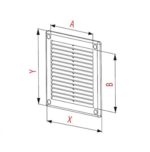 Lüftungsgitter – Abluftgitter aus ASA-Kunststoff mit Insektenschutz: 250 x 250 mm – weiß - 4