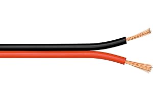 Goobay 67731 Högtalarkabel 2 x 0,75 mm² CCA tråd/boxkabel ljudkabel meter/högtalarkabel kabel/subwoofer kabel/röd svart/50 m
