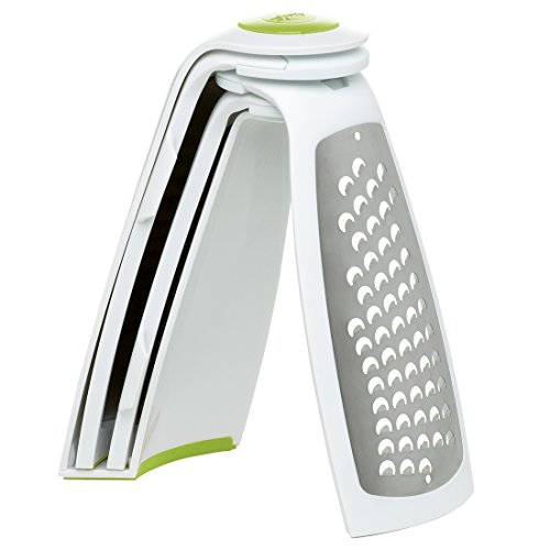 Emsa 507269 Fächer-Reibe, 3 Einsätze, Grob und fein, Kunststoff/Edelstahl, Weiß/Grün, Opti Grater