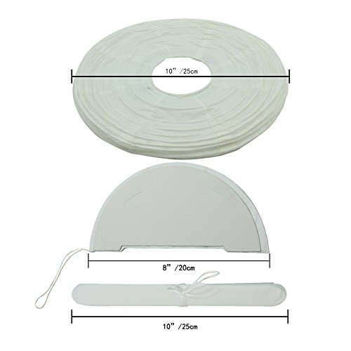MOONPOP DIY Pom Poms Deko 9 Set – Inhalt 3x Paper Flower Ball 10“, 3x weiße Laternen 10“ und 3x weiße Wabenbälle 8“ für Hochzeit Geburtstag Party Hause Deko (Pink Serie) - 4