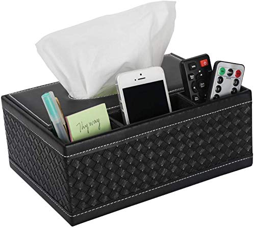 Robasiom Boîte de rangement multifonction en cuir PU pour stylo à crayons, télécommande, mouchoirs, pour la maison et au bureau